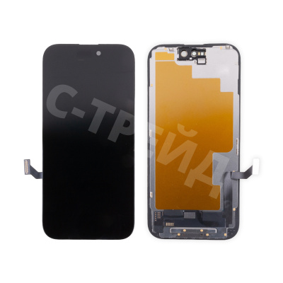 Дисплей для iPhone 15 (A3090) в сборе с тачскрином Черный - (Hard OLED, Full HD) (площадка под IC)
