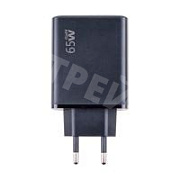 Сетевое зарядное устройство USB/Type-C GaN (65W, QC3.0, PD, 2 порта) Черный