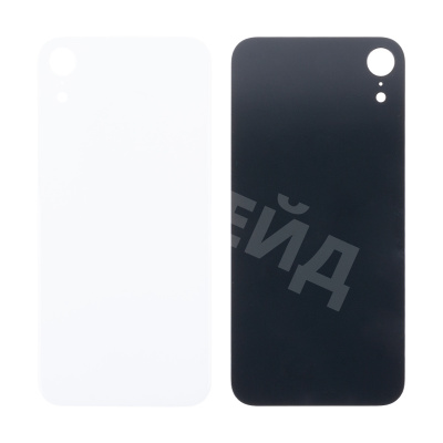 Задняя крышка для iPhone Xr (A2105) Белый (стекло, монолит, широкий вырез под камеру, логотип) - Премиум