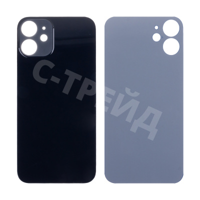 Задняя крышка для iPhone 12 mini (A2399) Черный (стекло, монолит, широкий вырез под камеру, логотип) - Премиум