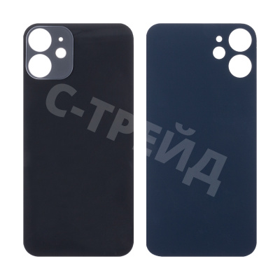 Задняя крышка для iPhone 12 mini (A2399) Черный (стекло, широкий вырез под камеру, логотип)