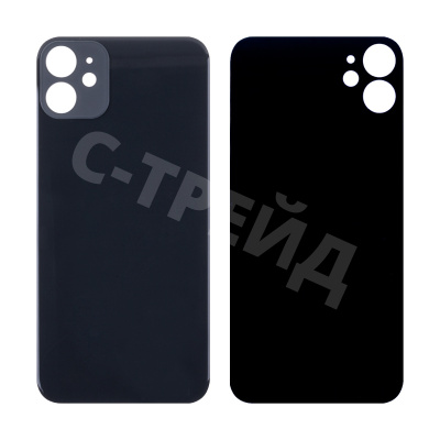 Задняя крышка для iPhone 11 (A2221) Черный (стекло, широкий вырез под камеру, логотип)
