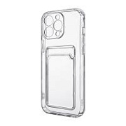 Чехол-накладка для iPhone 13 Pro Max (с защитой камеры, карманом для карт, прозрачный)