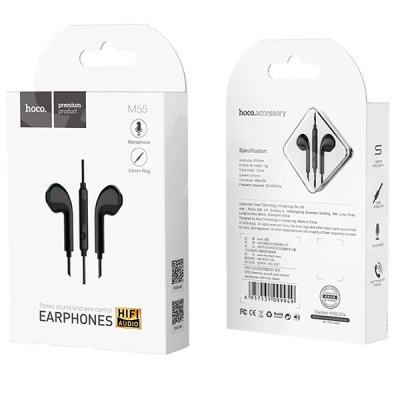 Гарнитура "3,5 мм" Jack Hoco M55 (вкладыши) Черный