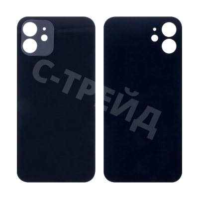 Задняя крышка для iPhone 12 (A2403) Черный (стекло, широкий вырез под камеру, логотип)