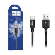 Кабель USB - Type-C Hoco X14 (3A, оплетка нейлон, 1 м) Черный