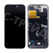 Дисплей для iPhone 14 Pro (A2891) в сборе с тачскрином Черный - (Soft OLED, Full HD, 120 Гц) (площадка под IC)