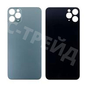 Задняя крышка для iPhone 11 Pro Max (A2218) Темно-зеленый (стекло, монолит, широкий вырез под камеру, логотип) - Премиум