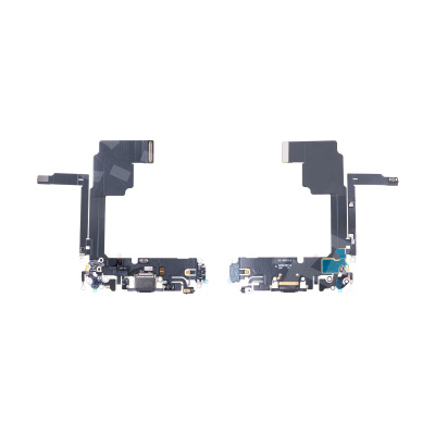 Шлейф для iPhone 15 Pro (A3102) на системный разъем/микрофон Черный - Премиум