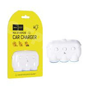 Автомобильный разветвитель прикуривателя Hoco C1 (15W, 3 гнезда, 2USB) Белый