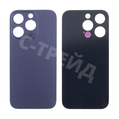 Задняя крышка для iPhone 14 Pro (A2891) Темно-фиолетовый (стекло, узкий вырез под камеру, логотип) - Премиум