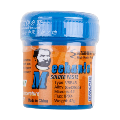 Паста паяльная Mechanic V5B45 (42 г, низкотемпературная 138°C, бессвинцовая)