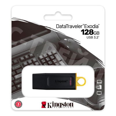 USB-флеш (USB 3.2) 128GB Kingston DataTraveler Exodia Черный