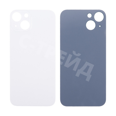 Задняя крышка для iPhone 13 (A2635) Белый (стекло, монолит, широкий вырез под камеру, логотип) - Премиум