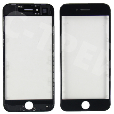 Стекло для переклейки iPhone 8/SE (2020)/SE (2022) с OCA пленкой + рамка Черный - OR (Mitsubishi)