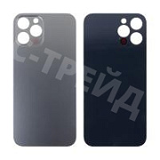 Задняя крышка для iPhone 12 Pro Max (A2411) Серый (стекло, монолит, широкий вырез под камеру, логотип) - Премиум
