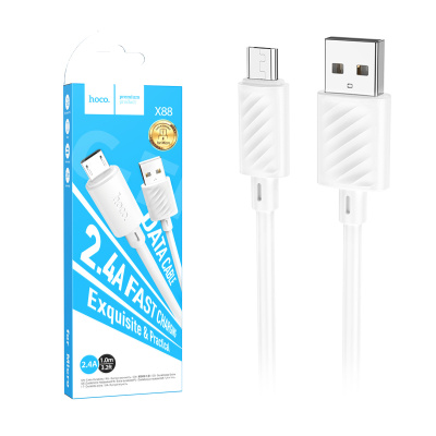 Кабель USB - MicroUSB Hoco X88 (2.4A) Белый