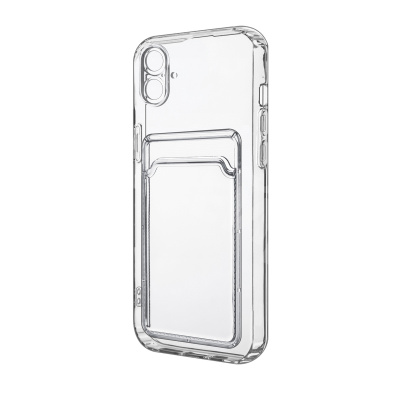 Чехол-накладка для iPhone 16 (с защитой камеры, карманом для карт, прозрачный)