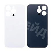 Задняя крышка для iPhone 14 Pro Max (A2895) Белый (стекло, монолит, широкий вырез под камеру, логотип) - Премиум