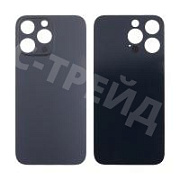 Задняя крышка для iPhone 14 Pro Max (A2895) Черный (стекло, узкий вырез под камеру, логотип) - Премиум