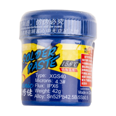 Паста паяльная Mechanic XGS40 (42 г, низкотемпературная 158°C)