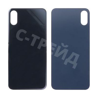Задняя крышка для iPhone Xs (A2097/A1920) Серый (стекло, монолит, широкий вырез под камеру, логотип) - Премиум