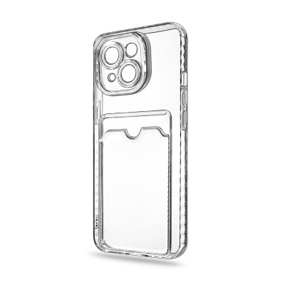 Чехол-накладка для iPhone 15 (с защитой камеры, карманом для карт, прозрачный)