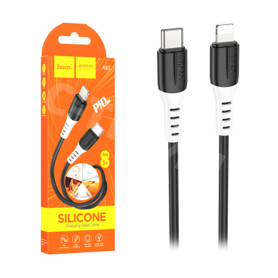 Кабель Type-C - Lightning Hoco X82 (3A, PD, оплетка силикон, термостойкий) Черный