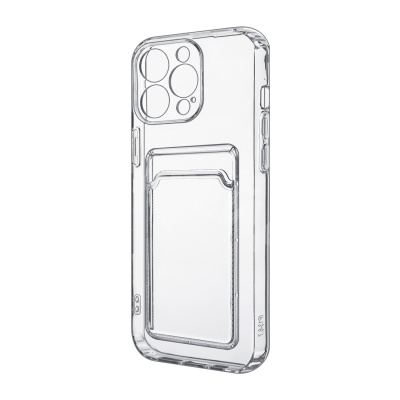 Чехол-накладка для iPhone 13 Pro Max (с защитой камеры, карманом для карт, прозрачный)
