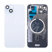 Задняя крышка для iPhone 15 Plus (A3094) в сборе со стеклом камеры Голубой (стекло, монолит, MagSafe, логотип) - Премиум