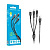 Кабель USB - 3 в 1 (Lightning + MicroUSB + Type-C) Borofone BX66 (2A, наносиликон, 1 м) Черный