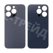Задняя крышка для iPhone 14 Pro (A2891) Черный (стекло, монолит, широкий вырез под камеру, логотип) - Премиум