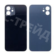 Задняя крышка для iPhone 12 (A2403) Черный (стекло, монолит, широкий вырез под камеру, логотип) - Премиум