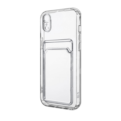 Чехол-накладка для iPhone Xr (с защитой камеры, карманом для карт, прозрачный)