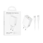 Сетевое зарядное устройство Type-C Hoco C162A (40W, PD, кабель Type-C-Type-C) Белый