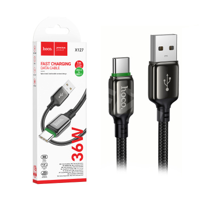 Кабель USB - Type-C Hoco X127 (3A, 36W, оплетка нейлон) Черный