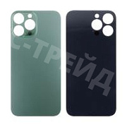Задняя крышка для iPhone 13 Pro (A2640) Зеленый (стекло, монолит, широкий вырез под камеру, логотип) - Премиум
