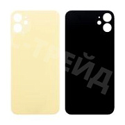 Задняя крышка для iPhone 11 (A2221) Желтый (стекло, монолит, широкий вырез под камеру, логотип) - Премиум