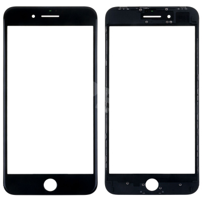 Стекло для переклейки iPhone 8 Plus с OCA пленкой + рамка Черный - OR (Mitsubishi)