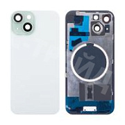 Задняя крышка для iPhone 15 (A3090) в сборе со стеклом камеры Зеленый (стекло, монолит, MagSafe, логотип) - Премиум