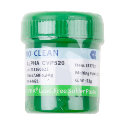 Паста паяльная Alpha CVP-520 (52 г, низкотемпературная 138°C, бессвинцовая)