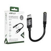 Адаптер Type-C - "3,5 мм" Jack Acefast J12 (оплетка нейлон) Черный