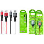 Кабель USB - MicroUSB Hoco X38 (2.4A, оплетка нейлон) Черный