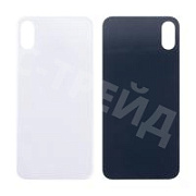 Задняя крышка для iPhone X (A1865/A1901) Белый (стекло, монолит, широкий вырез под камеру, логотип) - Премиум