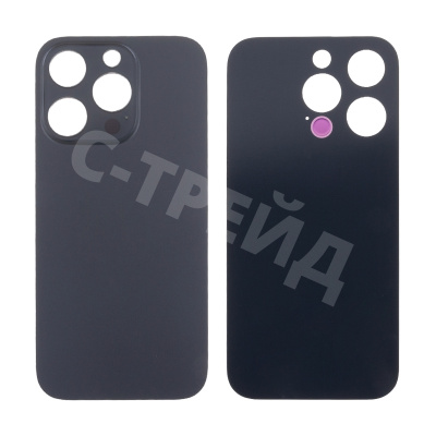 Задняя крышка для iPhone 14 Pro (A2891) Черный (стекло, узкий вырез под камеру, логотип) - Премиум