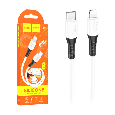 Кабель Type-C - Lightning Hoco X82 (3A, PD, оплетка силикон, термостойкий) Белый
