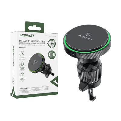 Автомобильный держатель Acefast D33 (с беспроводной зарядкой 15W, Qi2, магнитный, в дефлектор) Черный