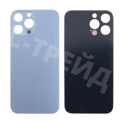 Задняя крышка для iPhone 13 Pro Max (A2645) Голубой (стекло, узкий вырез под камеру, логотип) - Премиум
