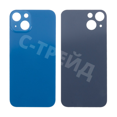 Задняя крышка для iPhone 13 (A2635) Синий (стекло, узкий вырез под камеру, логотип) - Премиум