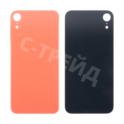 Задняя крышка для iPhone Xr (A2105) Коралловый (стекло, монолит, широкий вырез под камеру, логотип) - Премиум